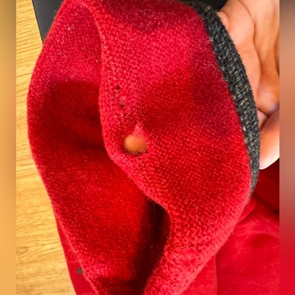 Vintage L.L. Bean Women's Red Boiled Wool Button Front Blanket Coat *Flawed* - Picture 11 of 12